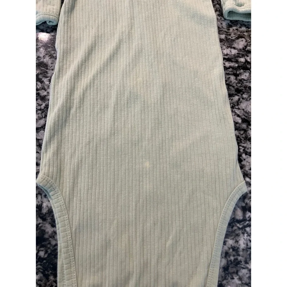 Baby Essentials Sage Green Ribbed Henley Sleeper Gown Pine Tree 3M (0948)